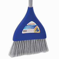 Совок для мусора КОМПЛЕКТ щетка + 2 рукоятки по 66 см металлические, резиновая кромка, синий, LAIMA, 601474