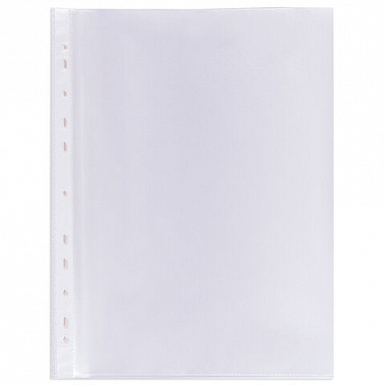 Папки-файлы перфорированные А4 BRAUBERG "EXTRA 1000", КОМПЛЕКТ 50 шт., матовые, ПЛОТНЫЕ, 100 мкм, 229671