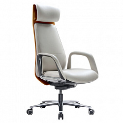 Кресло HAWASAN PREMIUM EX-820, синхромеханизм, слайдер, экокожа, белое/коричневое, 533237