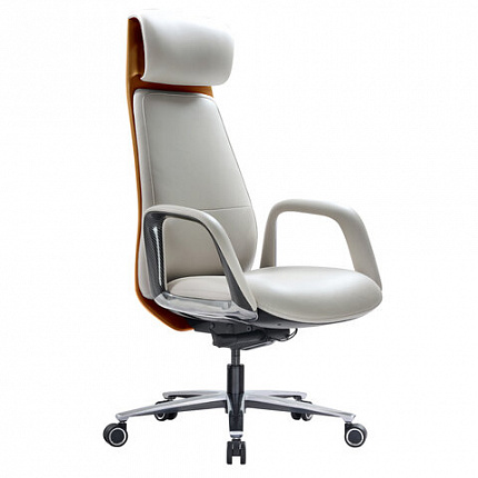 Кресло HAWASAN PREMIUM EX-820, синхромеханизм, слайдер, экокожа, белое/коричневое, 533237