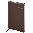 Еженедельник датированный 2026, А5, 145х215 мм, BRAUBERG "Select", балакрон, коричневый, 117183