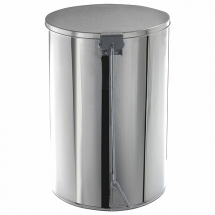 Ведро мусорное с педалью 10 литров, УСИЛЕННОЕ, кольцо под мешок, хром, нержавеющая сталь, ТИТАН