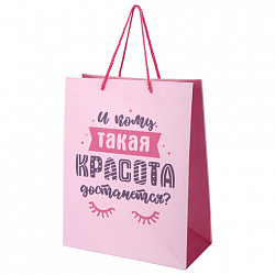 Пакет подарочный (1 штука) 26х13х32 см (L), "For Girl", ассорти, крафт, ЗОЛОТАЯ СКАЗКА, 700815