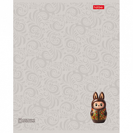 Тетрадь А5 48л. HATBER скоба, клетка, Soft-touch ламинация, 3D лак, Матрешки (микс в, 48Т5лолВ1