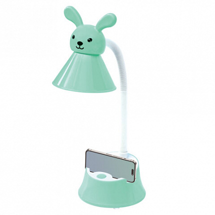 Настольная лампа-светильник SONNEN OU-611 на подставке, СВЕТОДИОДНАЯ, "SWEET BUNNY", 5 Вт, зеленый, 237642, DH-619