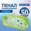 Пенал-косметичка BRAUBERG LUCENT на молнии, прозрачный, "Авокадо", 21х5х9 см, 270054