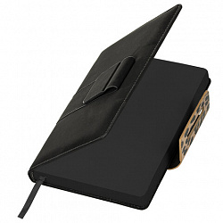 Ежедневник недатированный А5 138х213 мм, BRAUBERG "Safari", под кожу, магнит, 160 л., Leopard, черный, 116592