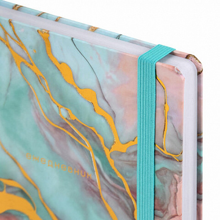 Ежедневник недатированный с резинкой А5 145х203 мм, BRAUBERG, твердый, фольга, 128 л., "Marble", 116292