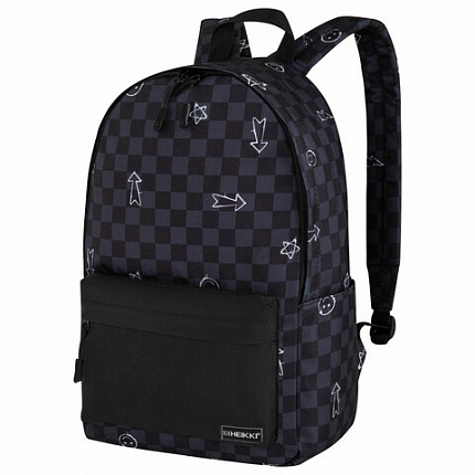 Рюкзак HEIKKI POSITIVE (ХЕЙКИ) универсальный, карман-антивор, "Gray Chess", 42х28х14 см, 273855