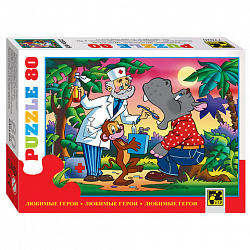 Пазл картонный 80 элементов, Любимые герои, АССОРТИ, поле 23х16,5 см, STEP PUZZLE