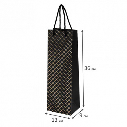 Пакет подарочный под бутылку (1 штука), 13х9x36 см (B), "Leather Bottle Bag", ассорти, ЗОЛОТАЯ СКАЗКА, 700802