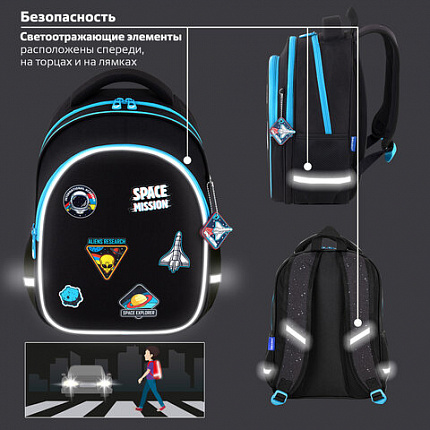 Рюкзак BRAUBERG OPTIMA, 2 отделения, с брелком, "Open space", 36х27х18 см, 272095