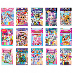 Аппликация АССОРТИ 15 видов, 17х23 см, перья, эва, фольга, мозаика, на картоне, МУЛЬТИ АРТ, 5933