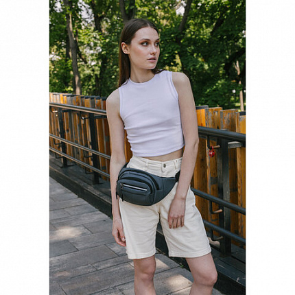 РЕЗЕРВ Сумка на пояс PROMPT, два отделения, светоотражающая молния, серая, 35х13,5х4, 273925