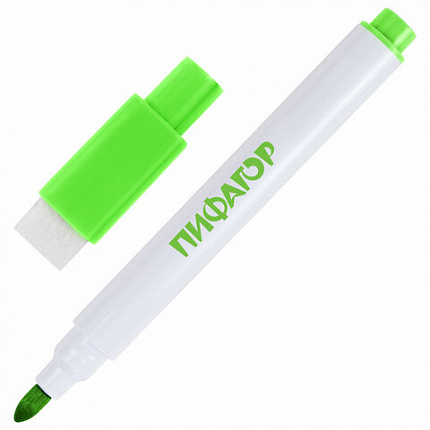 Маркеры стираемые 2 мм на магните со стирателем для белой доски НАБОР 12 ЦВЕТОВ, ПИФАГОР, 152564