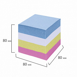 Блок для записей STAFF, проклеенный, куб 8х8 см, 800 листов, цветной, 120383