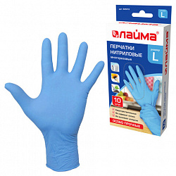 Перчатки нитриловые многоразовые ОСОБО ПРОЧНЫЕ, 5 пар (10 штук), размер 8-9, L (большой), голубые, LAIMA, 605018