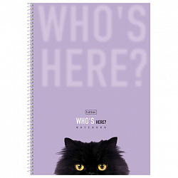 Тетрадь А4 96 л., HATBER, спираль, линия, матовая ламинация, "Кто здесь?" (микс в спайке), 093596, 96Т4лВ2сп