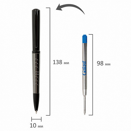 Ручка подарочная шариковая GALANT "PUNCTUM", корпус черный/оружейный металл, детали черные, узел 0,7 мм, синяя, 143521
