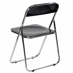 Стул складной глянцевый черный BRABIX "Style CF-015", хромированный каркас, пластик, 533248