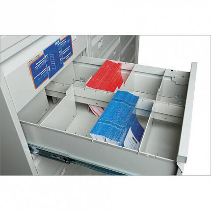 Шкаф картотечный ПРАКТИК "AFC-07", 1327х515х631мм, 7 ящиков под формат А5 (210х149 мм), формат папок Foolscap или A4 (БЕЗ ПАПОК)