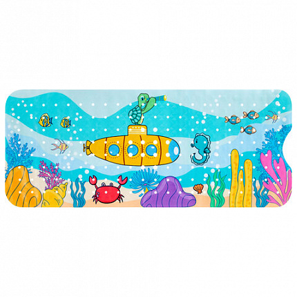 Коврик для ванны противоскользящий 100х40 см с рисунком "Батискаф", ПВХ, присоски, PRIMILA (ПРИМИЛА), 700378