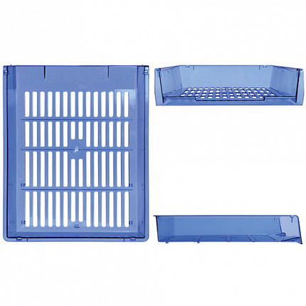 Лотки горизонтальные для бумаг, КОМПЛЕКТ 3 шт., 340х270х70 мм, тонированный синий, BRAUBERG "Office", 237259