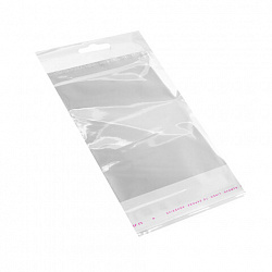 Пакеты БОПП с европодвесом, клеевым клапаном, КОМПЛЕКТ 100 штук, 10х16 + 3 + 4 см, белая подложка, BRAUBERG, 700416