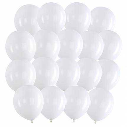 Шары воздушные 30 см, 100 штук, "ОДНОЦВЕТНЫЕ", белые, BRAUBERG KIDS, 591875