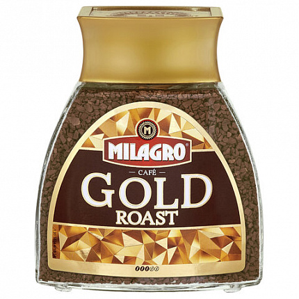 Кофе растворимый MILAGRO "Gold Roast" 190 г, стеклянная банка, сублимированный, 15003