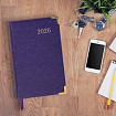 Ежедневник датированный 2026, А5, 138x213 мм, BRAUBERG "Senator", под кожу, фиолетовый, 117093