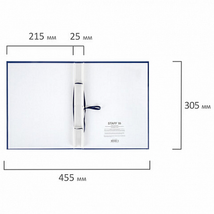 Папка-обложка "Выпускная квалификационная работа" STAFF, А4, 3 отверстия под дырокол, шнур, Синяя, 117576