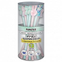 Ручка с акриловым топпером шариковая FUNSTER "ACRYL MIX", СИНЯЯ, ассорти, пишущий узел 0,7 мм, линия письма 0,35 мм, 144380