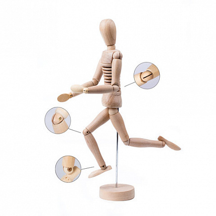 Манекен художественный ГИБКИЙ, BRAUBERG ART CLASSIC, дерево, высота 30 см, 191293