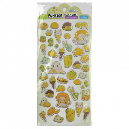 Наклейки гелевые "Аппетитное ассорти", 17,5х9 см, ассорти 6 видов, FUNSTER (ФАНСТЕР), 666083