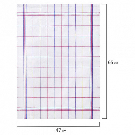 Салфетка универсальная, ХЛОПОК, 47х65 см, белая клетка, легкий цветной контур, ассорти, BOOMHOUSE (БУМХАУС), 700886