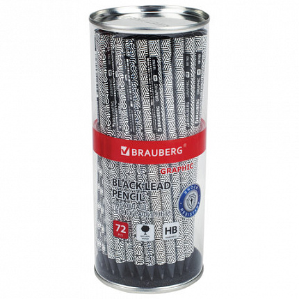 Карандаш чернографитный BRAUBERG "GRAPHIC", 1 шт., HB, корпус ассорти, 181763