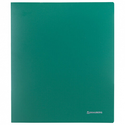 Папка на 2 кольцах BRAUBERG "Стандарт", 40 мм, зеленая, до 300 листов, 0,9 мм, 270481