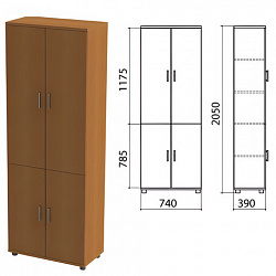 Шкаф закрытый "Монолит", 740х390х2050 мм, цвет орех гварнери (КОМПЛЕКТ)