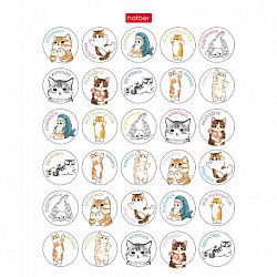 Наклейки бумажные для поощрения и оценки, НАБОР 4 листа, 115 наклеек, "Котики", HATBER, 4Н6н