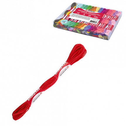 Нитки для вышивания (мулине), набор 50 цветов, 8 м, полиэфир, DEVELIA (Девелиа), 665431