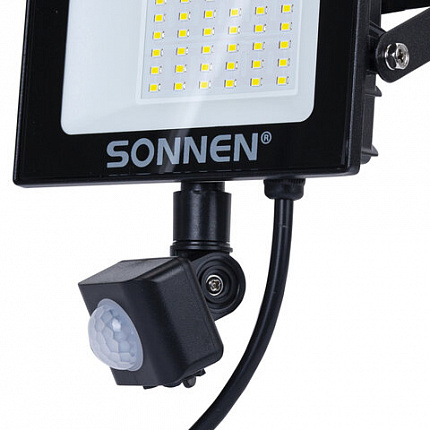 Прожектор светодиодный с датчиком движения 20 Вт, 6500 К, 1600 Лм, 20 м2, IP65, 122х146х51 мм, черный, SONNEN, 238416