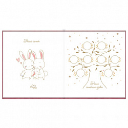 Фотоальбом-анкета детский 23х25 см, 32 листа, стикеры, открытка, конверт, розовый бархат, BRAUBERG, 391419