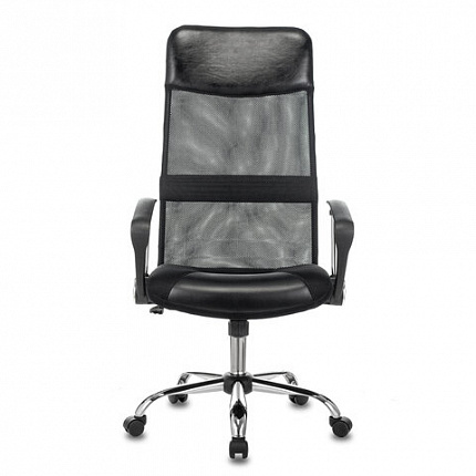 Кресло офисное CH-600SL, хром, ткань-сетка/кожзам, черное, 1380230