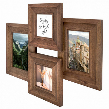 Рамка из мангового дерева BRAUBERG LOFT QUAD, фото разного размера, акриловый экран, 52х39 см, 391283