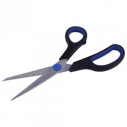 Ножницы BRAUBERG "Soft Grip", 190 мм, черно-синие, резиновые вставки, 3-сторонняя заточка, 230762