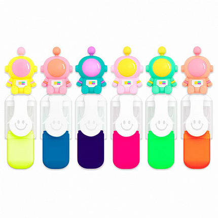 Набор текстовыделителей с топперами 6 ЦВЕТОВ НЕОН, "КОСМО", линия 1-4 мм, FUNSTER (ФАНСТЕР), 152649