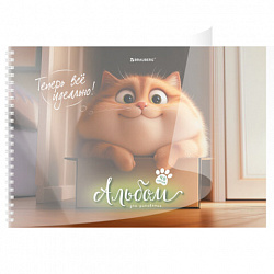 Альбом для рисования, пластиковая обложка, А4, 40 л., гребень, BRAUBERG, 210х297 мм, АССОРТИ-1 (8 видов), 107682