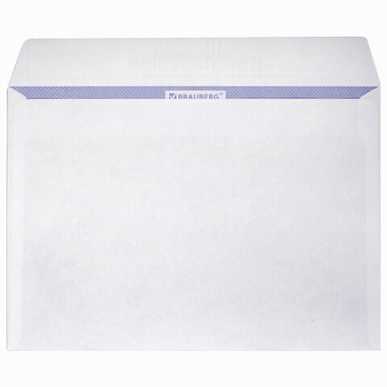Конверты С5 (162х229 мм), отрывная лента, внутренняя запечатка, 80 г/м2, КОМПЛЕКТ 100 шт., BRAUBERG, 112187, C50.10.100С (11