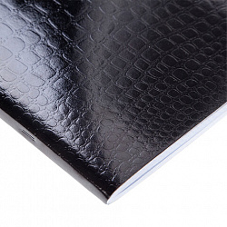 Тетрадь бумвинил А4 96 л., скоба, офсет №1, клетка, ЧЕРНАЯ, "Metallic", тиснение CROCO, HATBER, 072787, 96Т4бвВ3